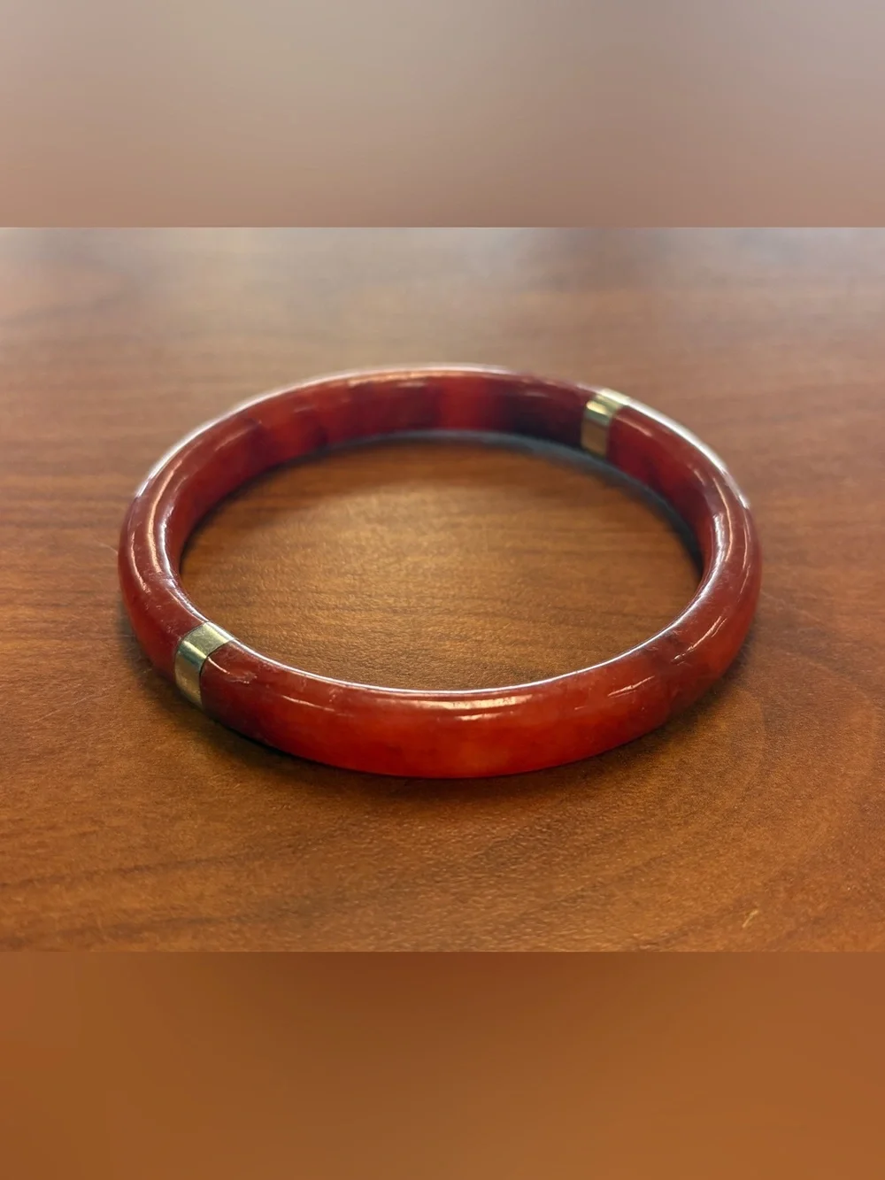 925 Sterling Silver Red “Jade” Bangle